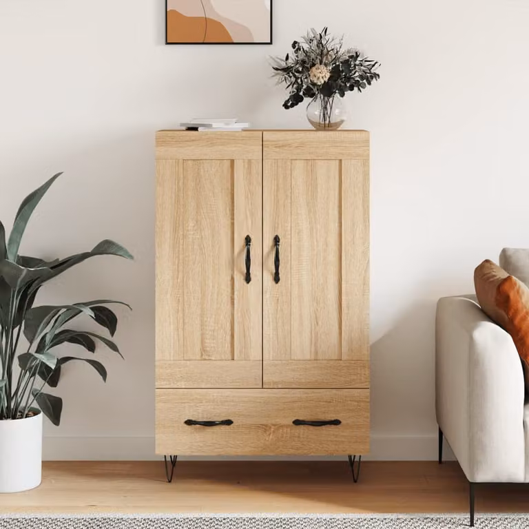 Credenza moderna vidaXL in legno multistrato color rovere Sonoma, L 69,5 cm x P 31 cm x H 115 cm