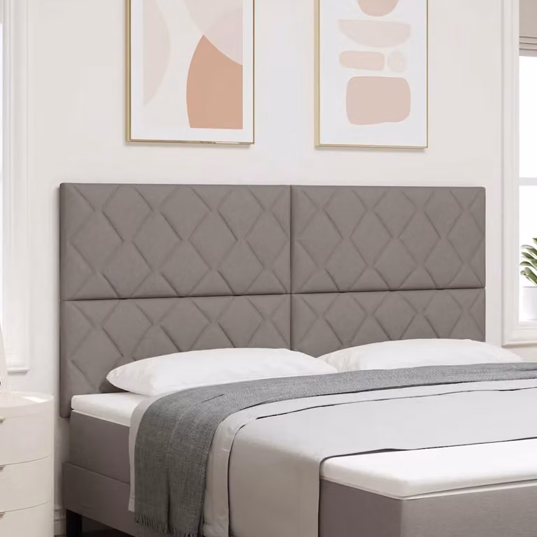 Testiera Letto con LED e Porta USB vidaXL in Tessuto con Design Geometrico, Disponibile in Beige o Grigio, L: 180 cm, H: 128 cm, P: 7 cm