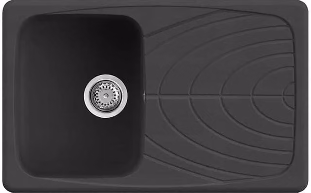 Lavello da incasso Elleci Master 300 con 1 vasca in Granitek Nero LGM30040 L: 79 cm, P: 50 cm