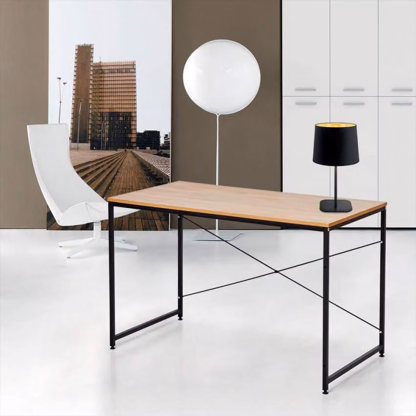 Tavolo da lavoro industriale Wootop legno acciaio inox struttura in metallo 150 X 60