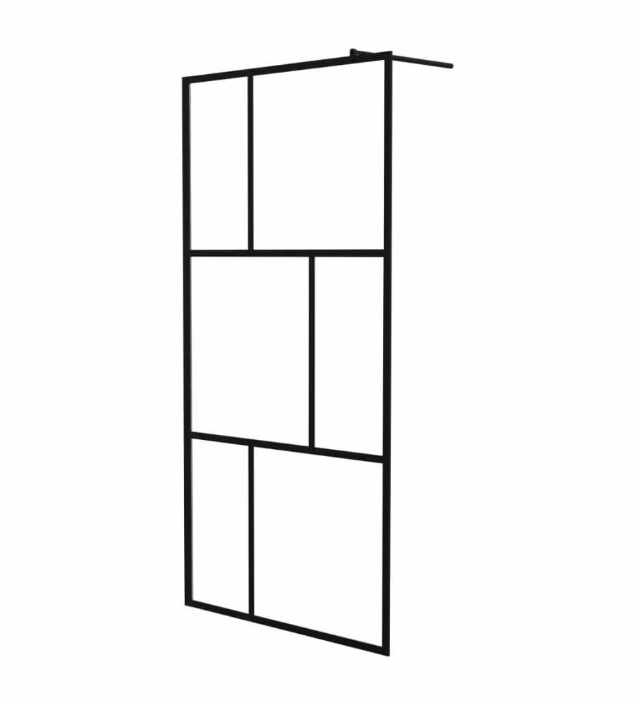Parete per Doccia Walk-in vidaXL in Vetro Temperato Trasparente con Profilo Nero L: 100 cm, H: 195 cm – 2