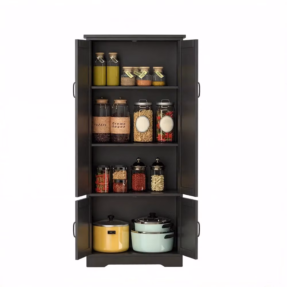 Mobile multiuso Minimal per cucina e soggiorno in legno e MDF nero L: 123 cm, P: 25 cm, H: 30 cm – 2