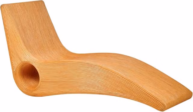 Lettino prendisole Beliani in polyrattan marrone con design ergonomico curvo per giardino