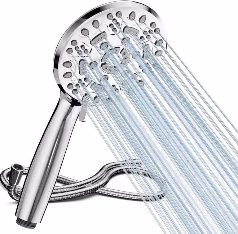 Doccia a mano con tubo flessibile, 8 getti, cromata, per il bagno