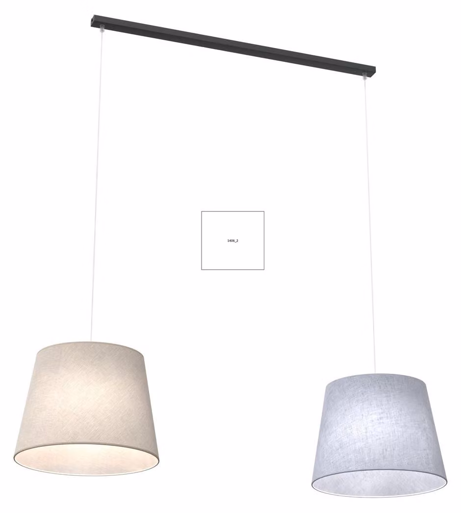 Lampada a sospensione EPOCA nero-grigio 2xE27x20W in tessuto, dimensioni: 150x128x38 cm, IP20, Emibig