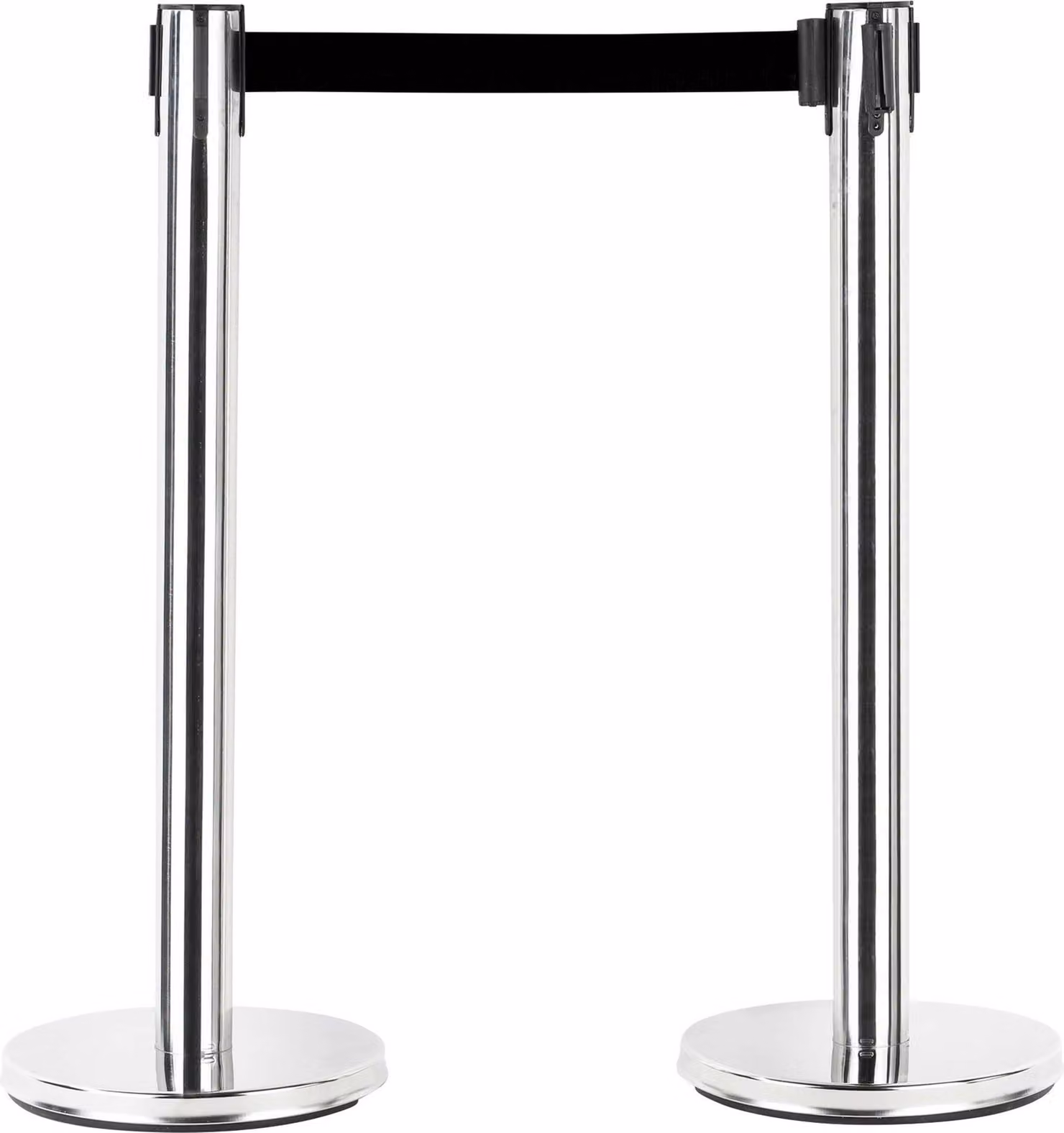 Palo di sbarramento in acciaio inox set di 2 cinghie nere 200cm 95197