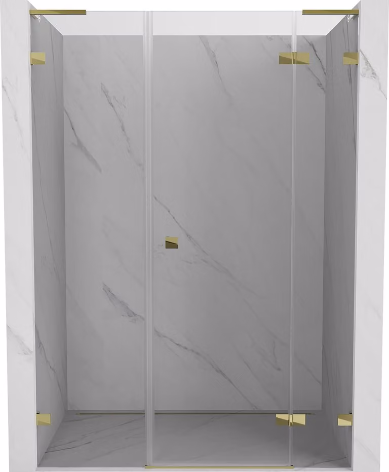 Mexen Lunar L porta doccia a battente destra 130 cm, trasparente, oro - 834SL-130-050-50-00-P