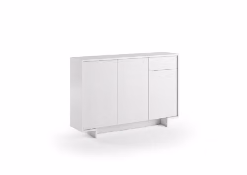 Madia Slim, Con 3 Ante, Cassetto E Tre Ripiani Interni Bianco