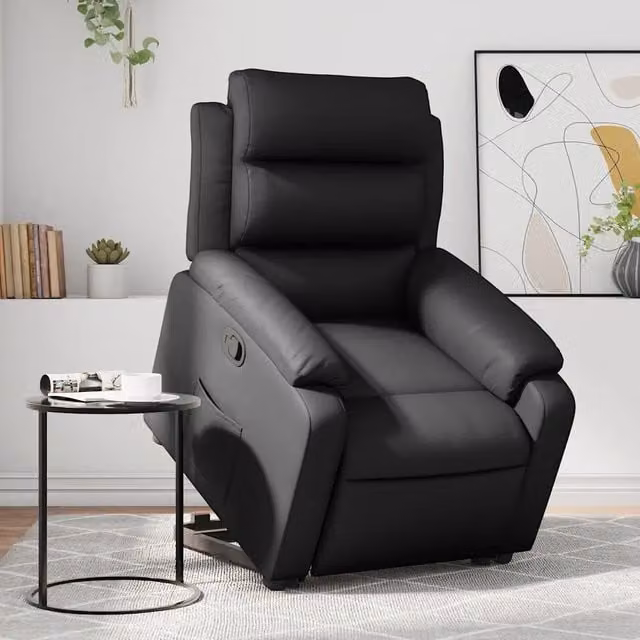 Divano Sedia-Poltrona Alzapersona Reclinabile Nera in Similpelle 644141