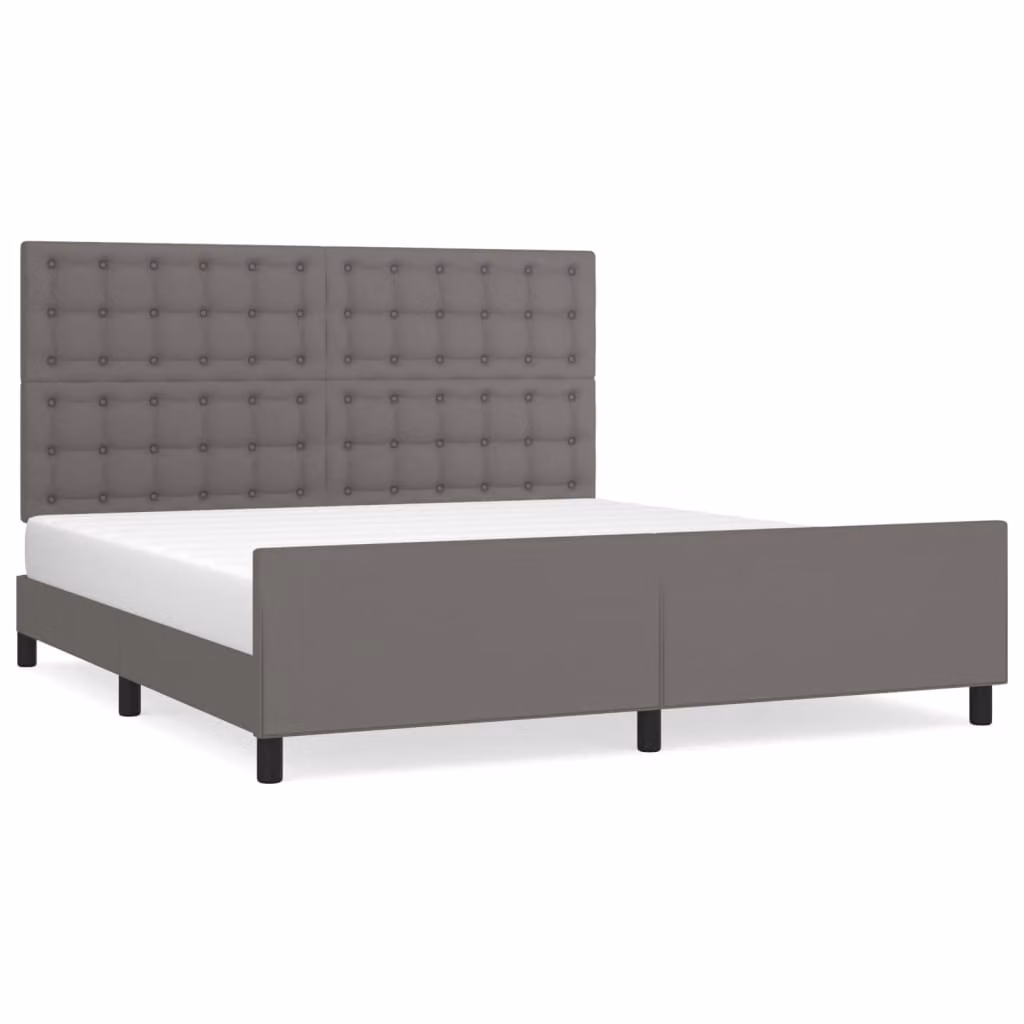 Giroletto con Testiera Grigio 180x200 cm in Pelle finta