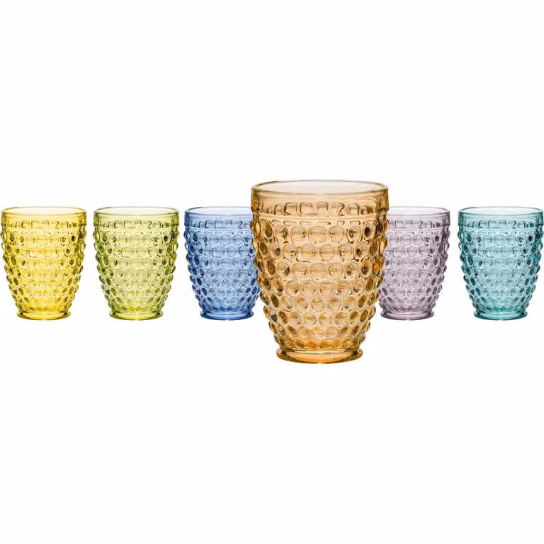 Set di 6 bicchieri da acqua in vetro multicolor Demetra Gusto Casa da 270 ml