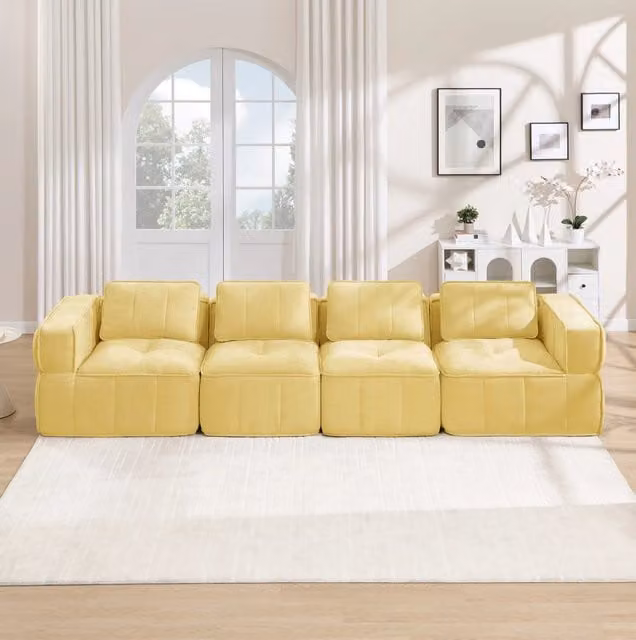 Divano modulare senza struttura 344x93x67 cm; in poliestere; giallo