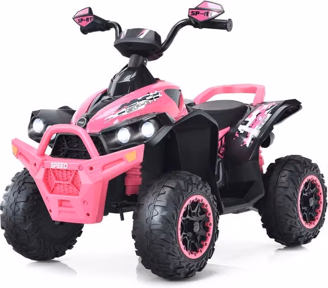 Quad giocattolo 12V alimentato a batteria con luci LED musica e pedale, Quad adatto per bambini 3-8 anni Rosa-Macchinine giocattoli