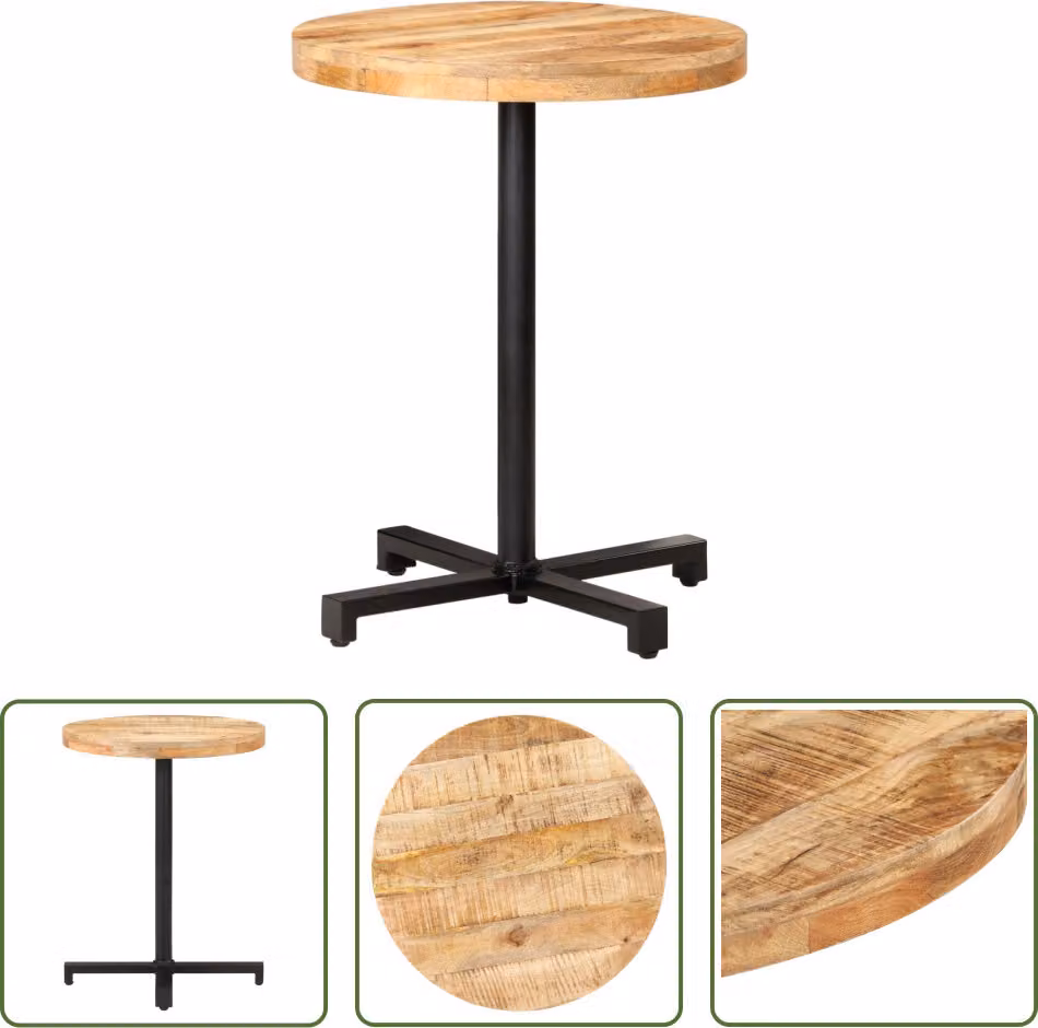 The Living Store Tavolo da bistrot rotondo Ø60x75 cm Legno di mango grezzo