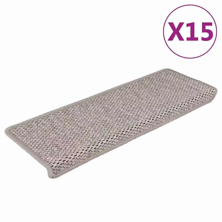 vidaXL Tappeti Autoadesivi Scale Aspetto Sisal 15 pz 65x21x4cm Argento
