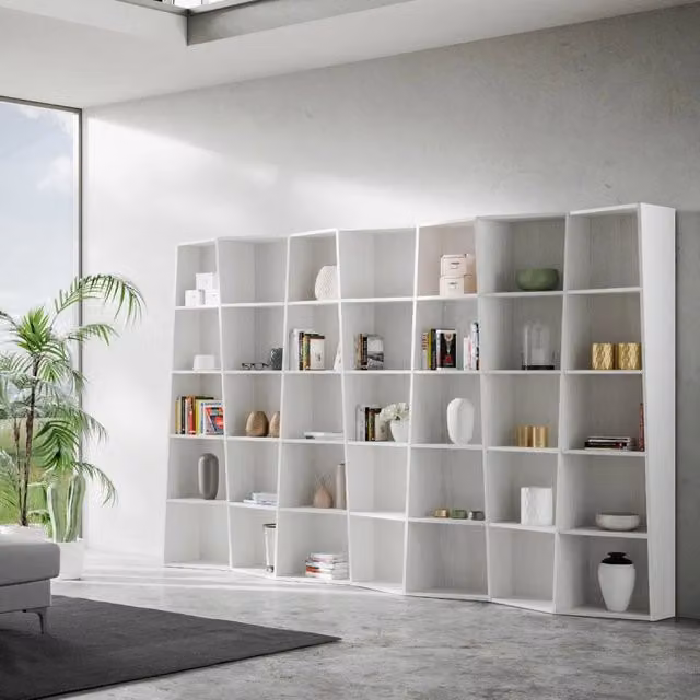 Libreria Trek Itamoby con 7 elementi, Bianco Frassino, H 200 x L 35 x P 31,7 cm – 1