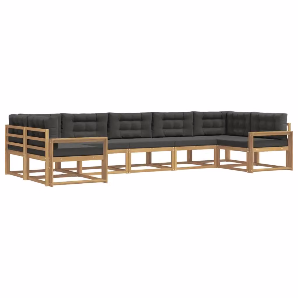 Set di divani da esterno 7 pezzi vidaXL in legno di acacia con cuscini, Bianco e Antracite – 2