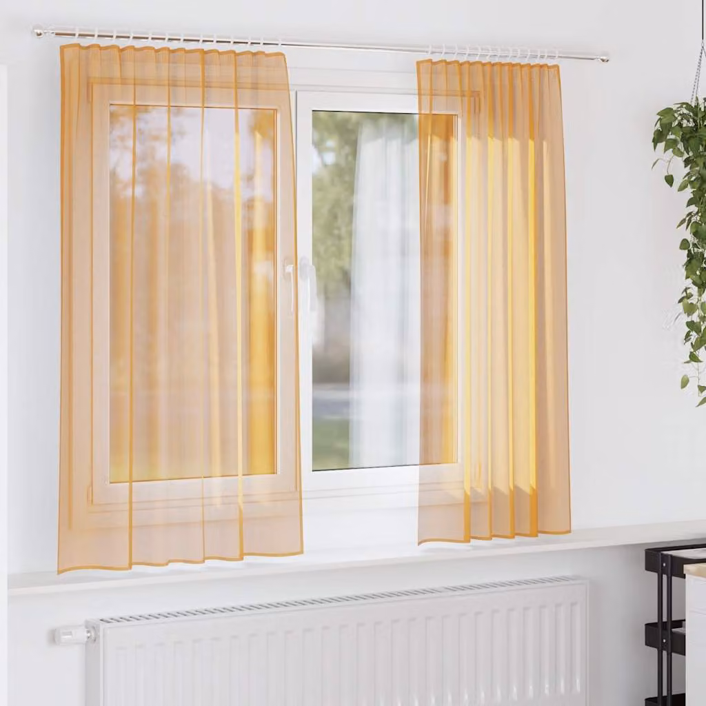 Set di 2 tende in voile semi-trasparenti vidaXL arancioni con tasche per asta in poliestere