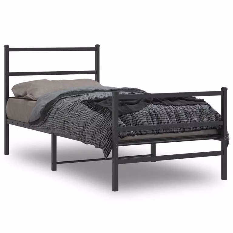 vidaXL Giroletto con Testiera e Pediera in Metallo Nero 90x190 cm