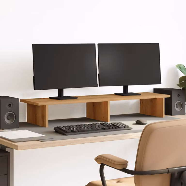 vidaXL Supporto per Monitor in MDF Rovere Artigianale, Colore Marrone, L 100 x P 27 x H 15 cm