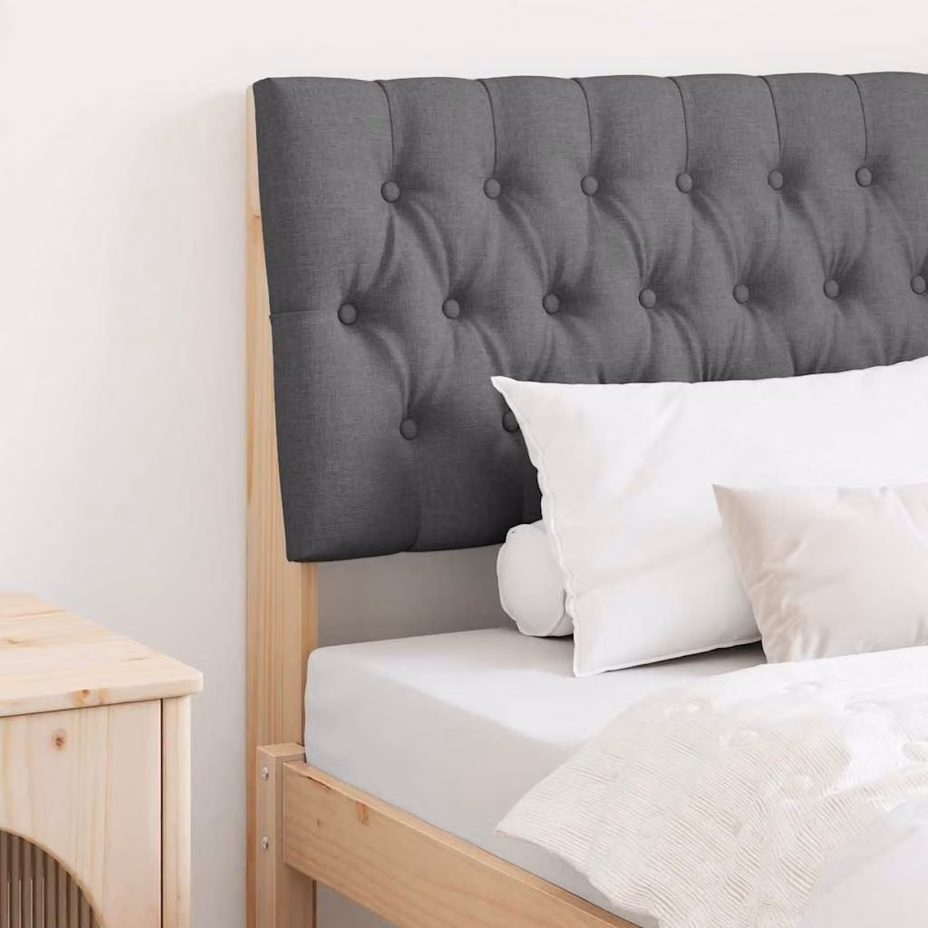 vidaXL Testiera imbottita in pino massello Grigio, Larghezza: 90 cm