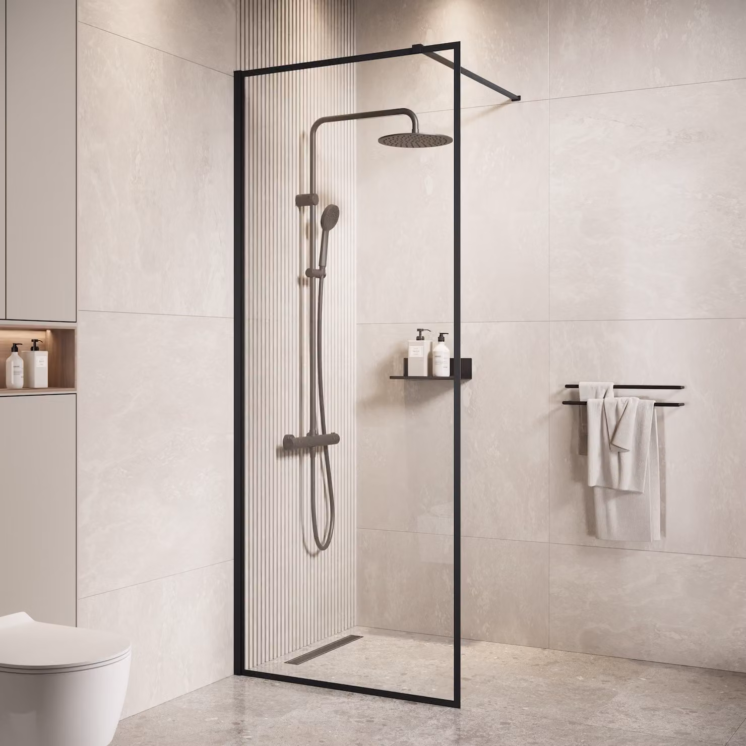 Badplaats Parete Doccia Georgia 60 x 200 cm - Nero - Doccia Walk-In 8 mm Vetro di Sicurezza