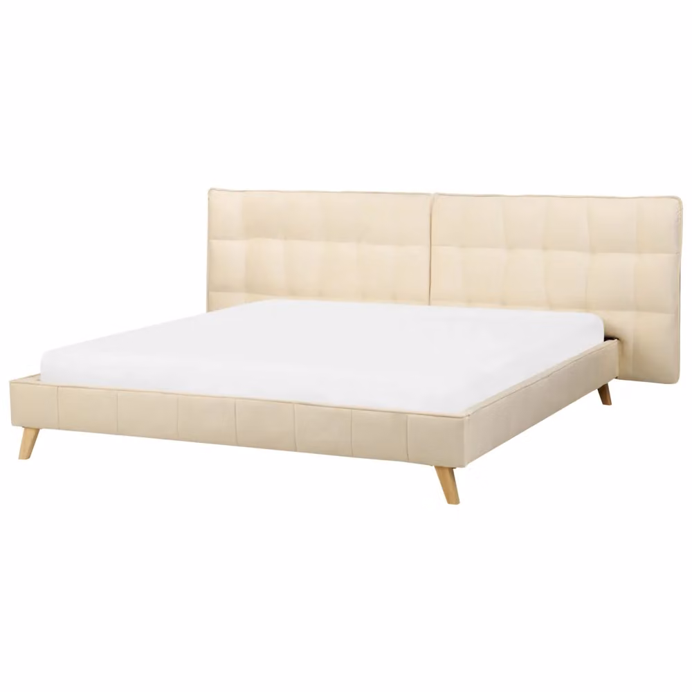 Letto Beliani moderno in velluto beige con testiera regolabile Wingback e gambe in legno di betulla L/P/H: 254 x 180 x 220 cm con doghe a molla – 2