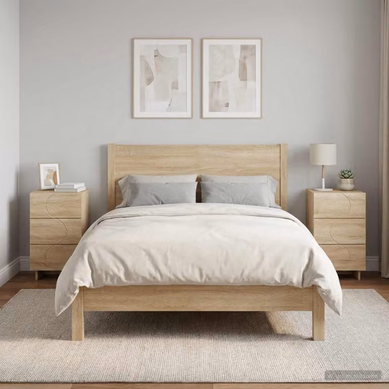 Set di 2 comodini moderni vidaXL in legno composito Rovere Sonoma, colore beige/marrone, L: 33,5 cm, P: 34,5 cm, H: 60 cm
