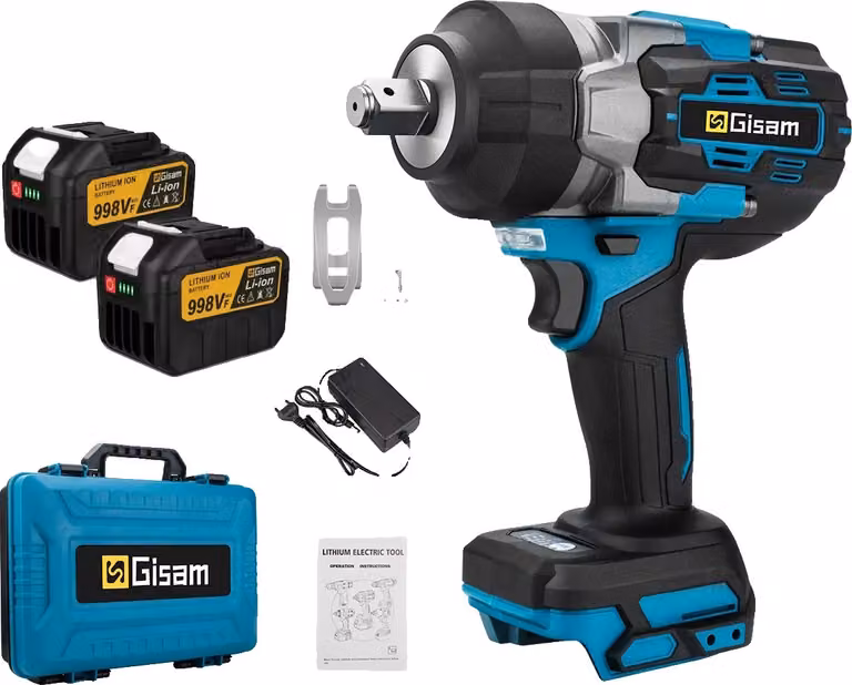 Avvitatore elettrico a impulsi, coppia 2800Nm, motore brushless, 2 batterie scatola di plastica