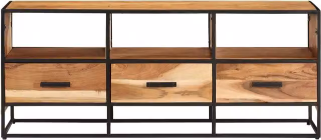 Mobile Porta TV Industrial vidaXL in Legno di Acacia e Metallo, Marrone, L 110 x P 30 x H 45 cm