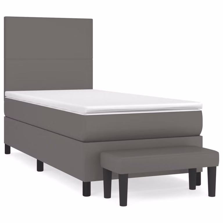 Giroletto a Molle con Materasso Grigio 100x200 cm in Pelle finta