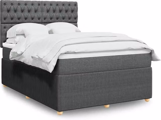 Letto con Giroletto a Molle e Materasso Ibrido vidaXL, Grigio e Bianco, L/P/H: 140 x 200 cm – 1