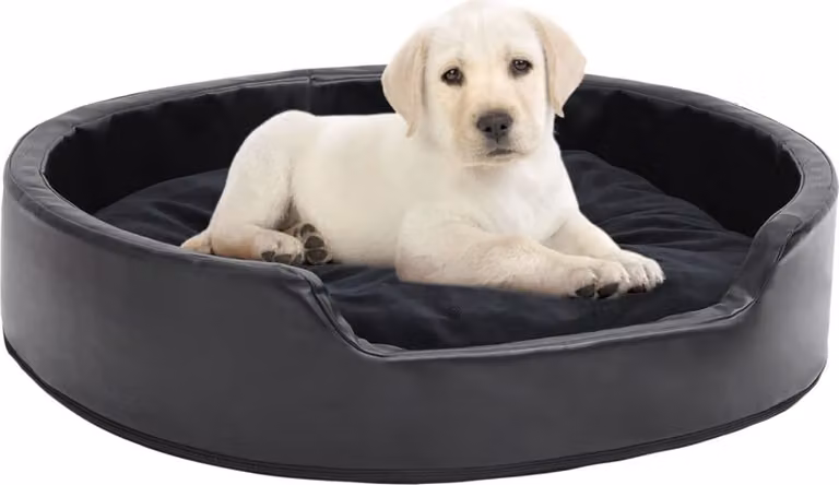 The Living Store Letto per cani nero 79x70x19 cm Peluche e Pelle finta