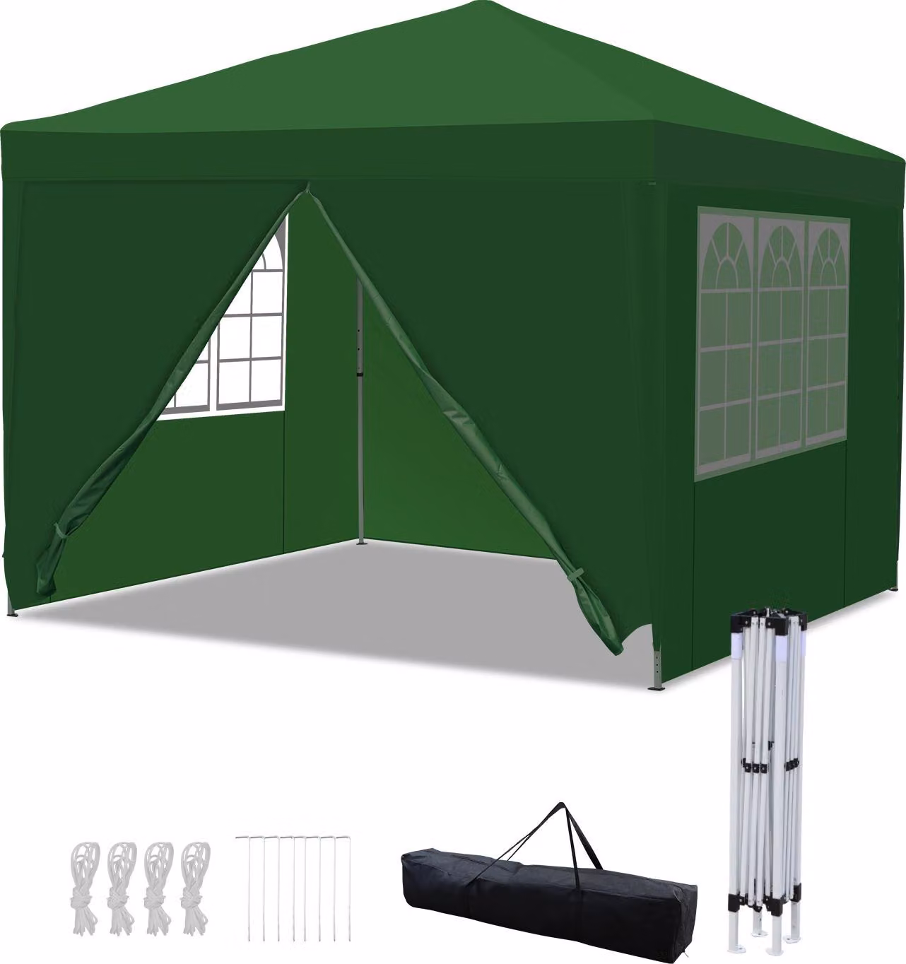 Gazebo pieghevole Izrielar 3x3 m impermeabile – Gazebo pieghevole con borsa per il trasporto, tenda da giardino e tenda per feste per giardino, campeggio e attività all'aperto, verde