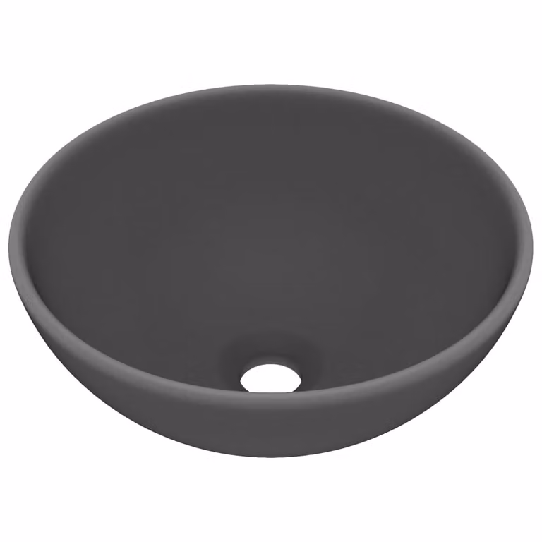 Lavandino Lusso Rotondo Grigio Scuro Opaco 32,5x14 cm Vetroceramica