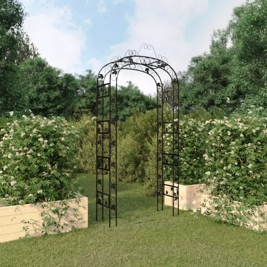 Arco da giardino ornamentale in acciaio nero con supporto per piante rampicanti DESIGN IN, L: 116 cm, P: 45 cm, H: 240 cm – 2