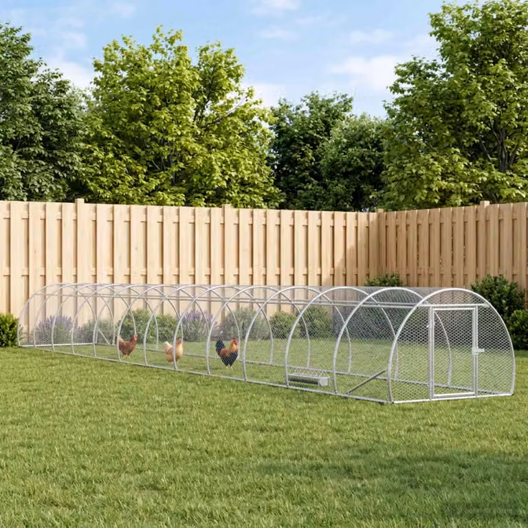 vidaXL Pollaio Argento 1200 x 150 x 100 cm Acciaio zincato