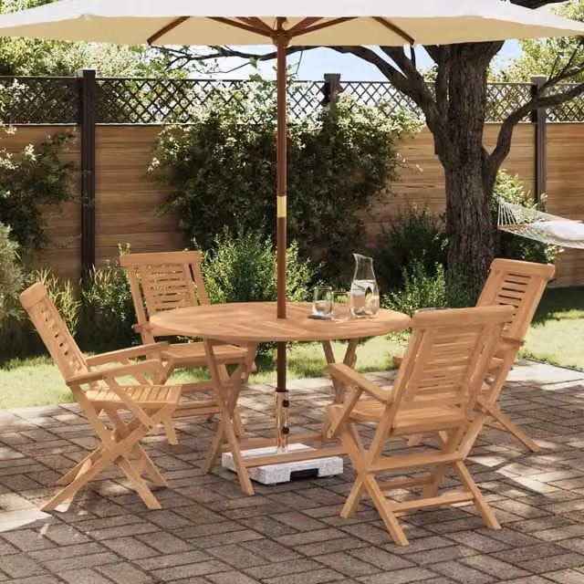 Set da Giardino 5 pz Marrone Legno di teak solido 3437369