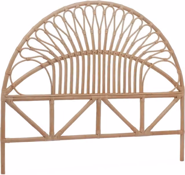 Testiera per letto in rattan naturale e legno massello Sweeek, colore beige, stile etnico
