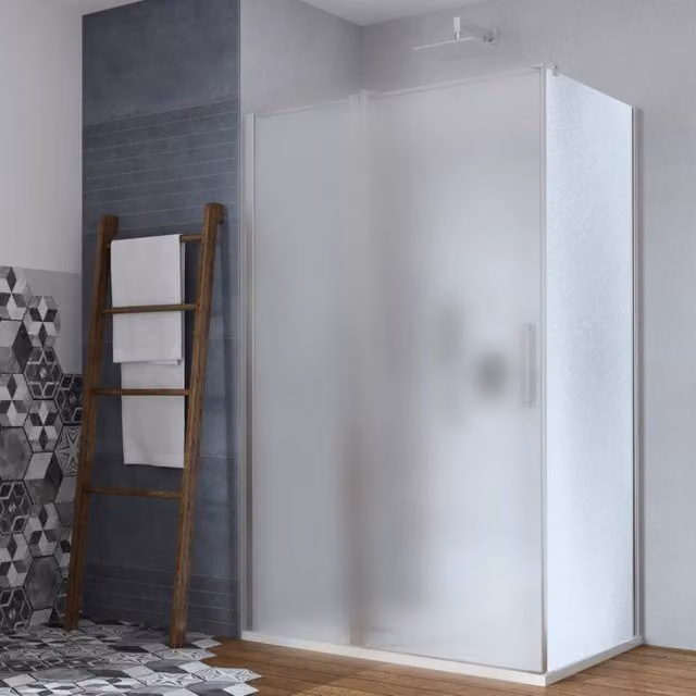 Parete fissa porta battente 6mm cristallo temprato cromo lucido *** misure 87-89xh195 cm stampato, confezione 1