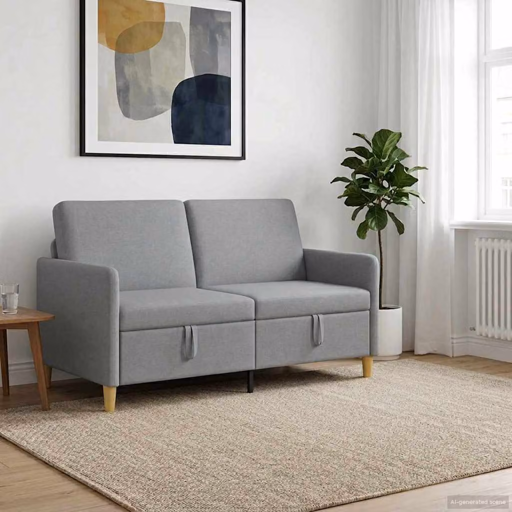 Divano moderno vidaXL con contenitore e seduta apribile in tessuto, L: 152 cm, P: 78 cm, H: 87 cm