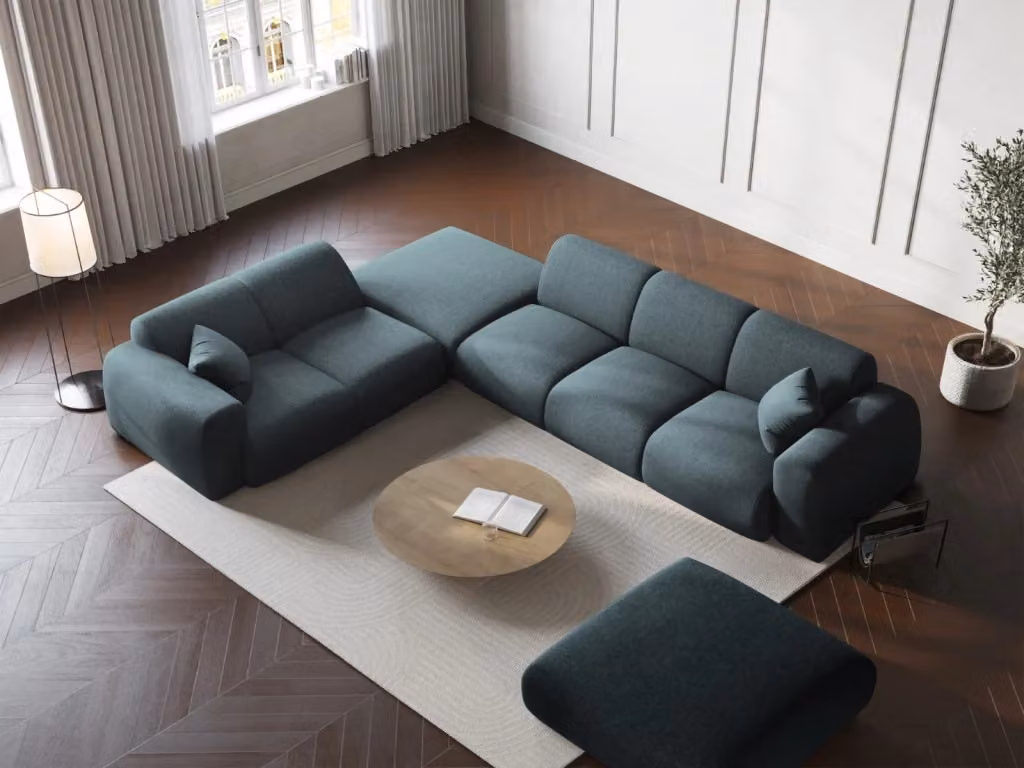 Divano angolare sinistro Nolio Cosmopolitan Design a 4 posti in ciniglia colore petrolio L/P/H: 315 x 220 x 72 cm – 2