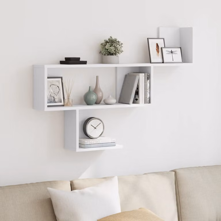 Scaffale a Parete Moderno vidaXL in Legno Multistrato e MDF Bianco L: 100 cm, P: 15 cm, H: 70 cm