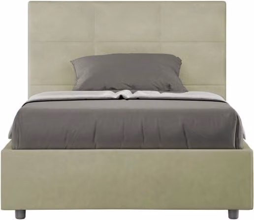 Letto imbottito con contenitore Mika Ityhome in microfibra, L/P: 120 x 200 cm, Colore Tè verde