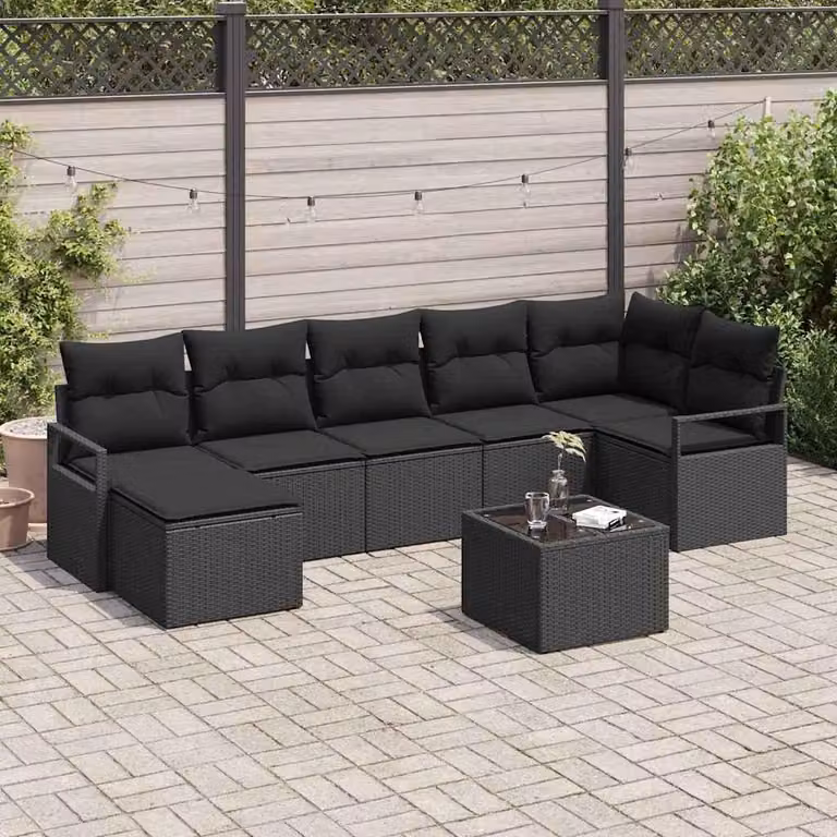 Maison Exclusive - Set di divani da esterno, 8 pezzi, colore nero [Materiale sintetico]: rattan sintetico