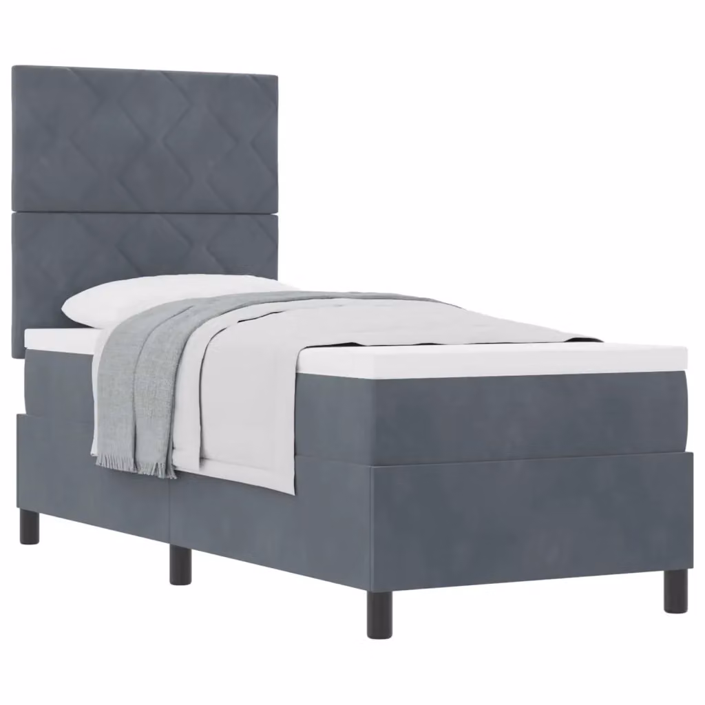 Letto a molle con testiera in velluto grigio vidaXL L/P/H: 200 x 80 x 128 cm – 2