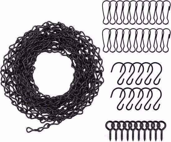 Catene regolabili 500 cm, nere, 10 ganci