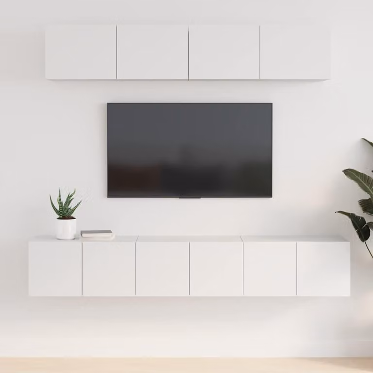 Set di mobili porta TV vidaXL 5 pezzi in legno e MDF bianco opaco per soggiorno