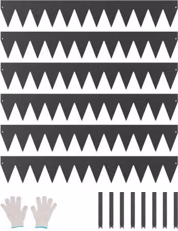 Set di 6 bordure per giardino VEVOR in acciaio antiruggine nero, divisorio pieghevole per aiuole e prato, L: 101,6 cm, H: 15,24 cm, P: 1,5 mm