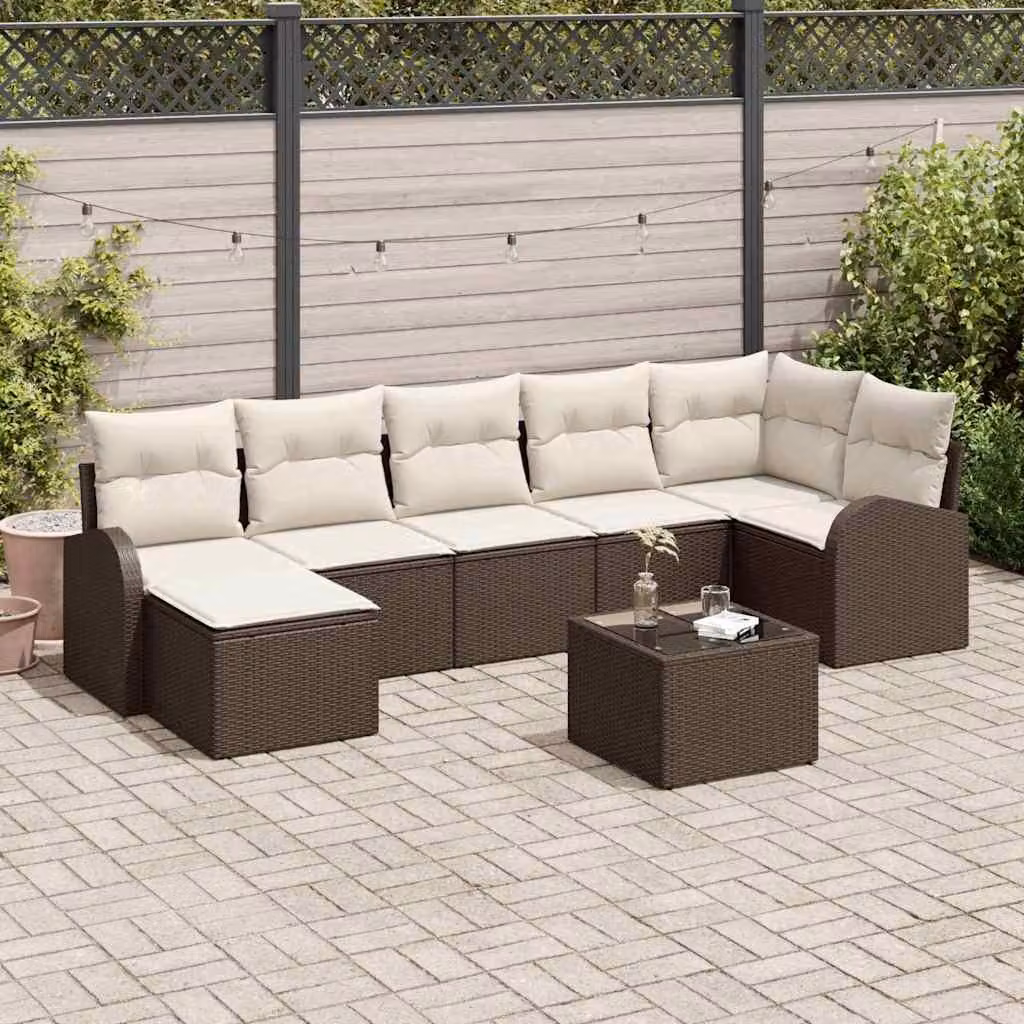 Maison Exclusive - Set Divano da Giardino 8 pcs Marrone Poly Rattan